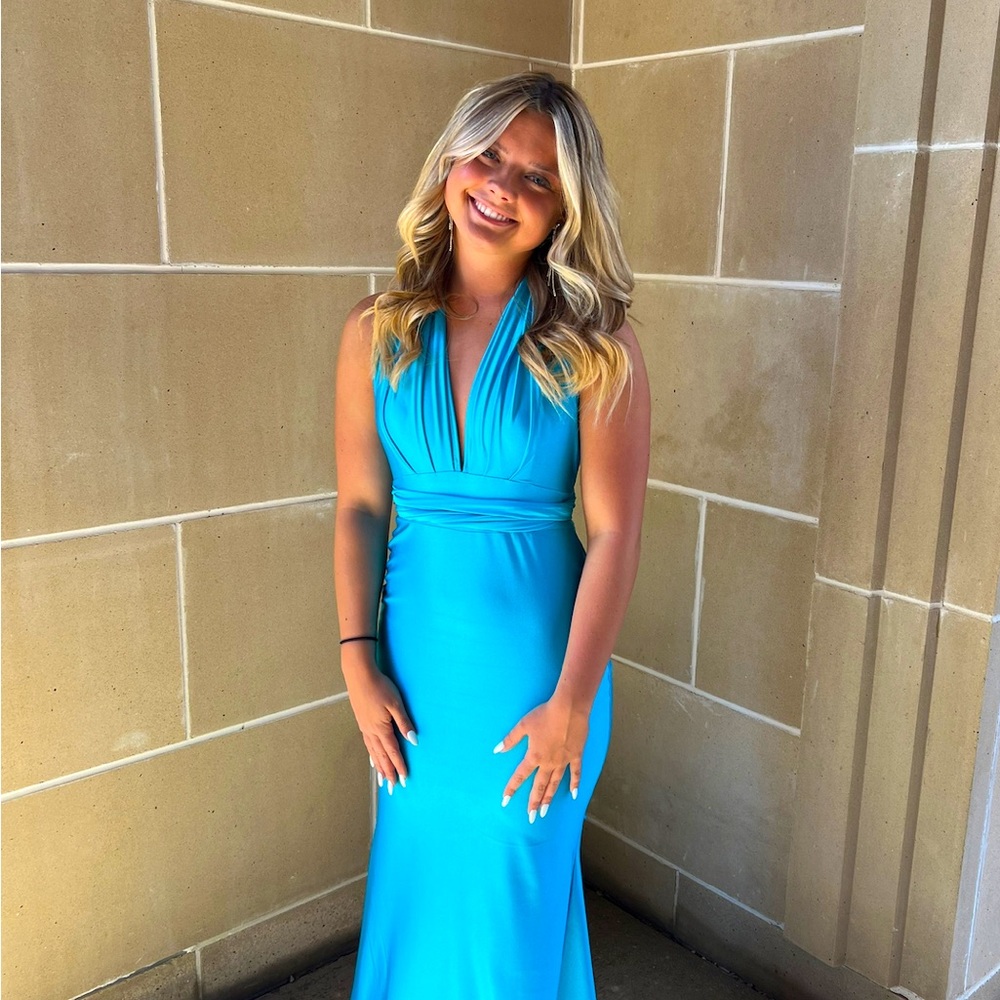 Designer prom dress size 4 Jessica Angel blue